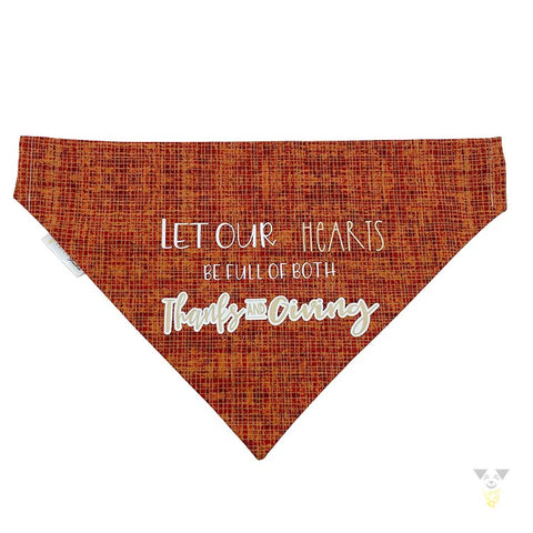 A Heart Full of Thanks & Giving Slip-on Christian Dog Bandana, Cotton